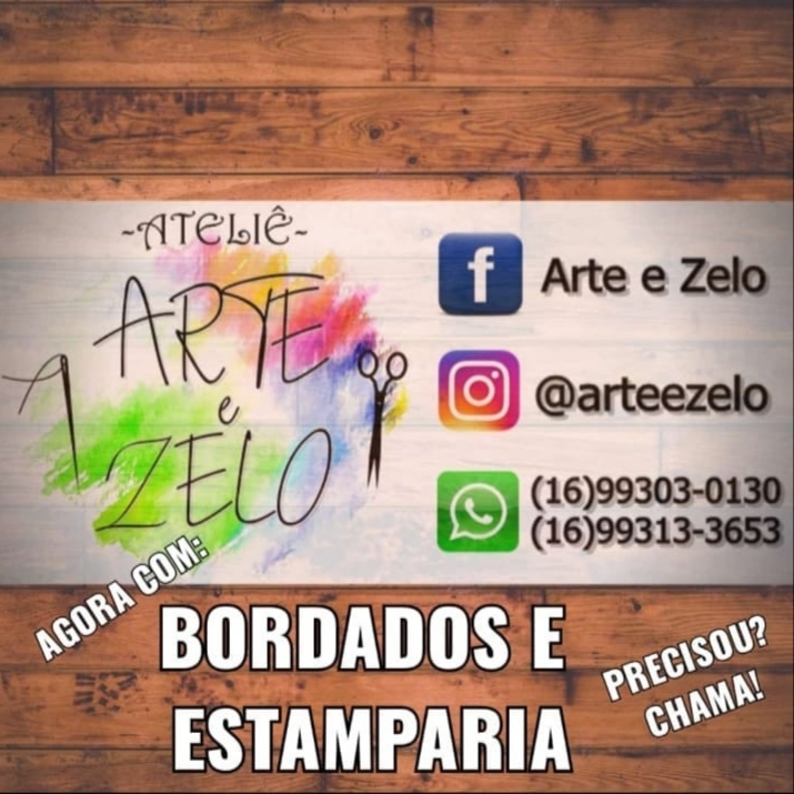 Ateliê Arte e Zelo - Bordados - Costura - Estamparia